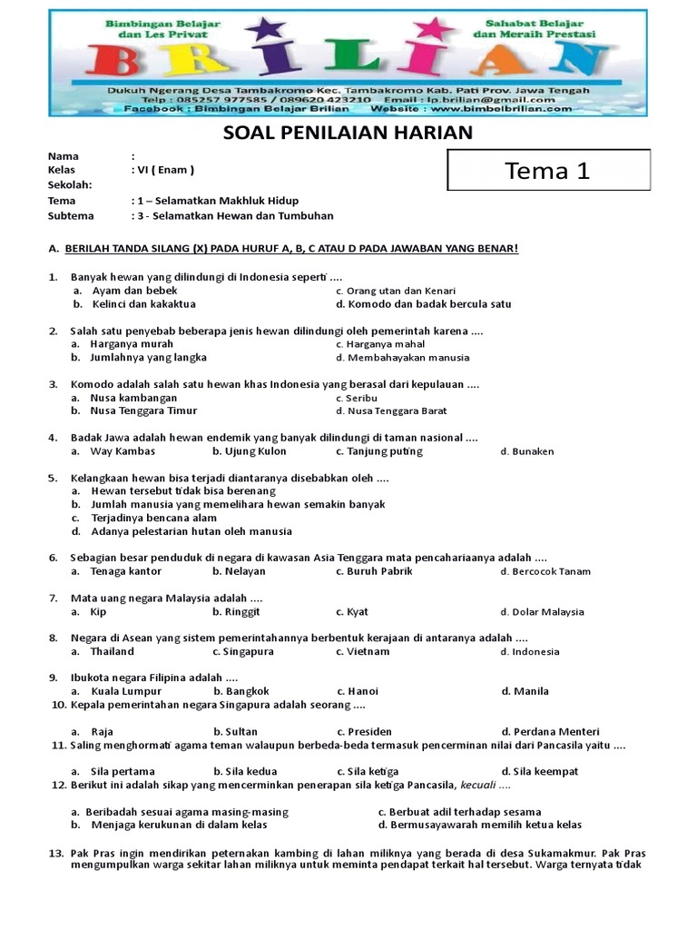 Soal Kelas 6 Tema 1 Subtema 2 Dalchaebi Soal Kelas 6 Tema 1 Subtema 2 Dalchaebi