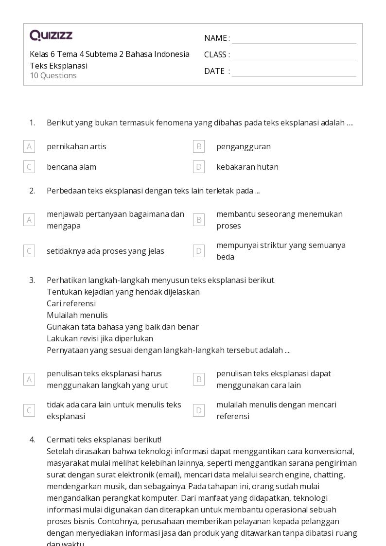 15 Contoh Soal Isian Kelas 6 Tema 4 Subtema 2 Terbukti Ampuh Latih Pemahaman Siswa 2026
