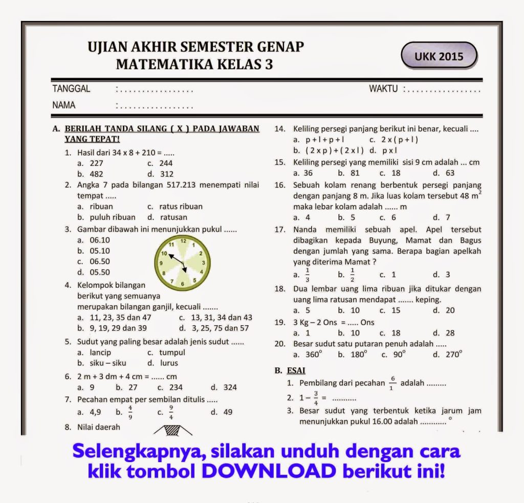 5 Rahasia Latihan Contoh Soal K 13 Kelas 4 Semester 2 Agar Nilai Ujian Melonjak Drastis