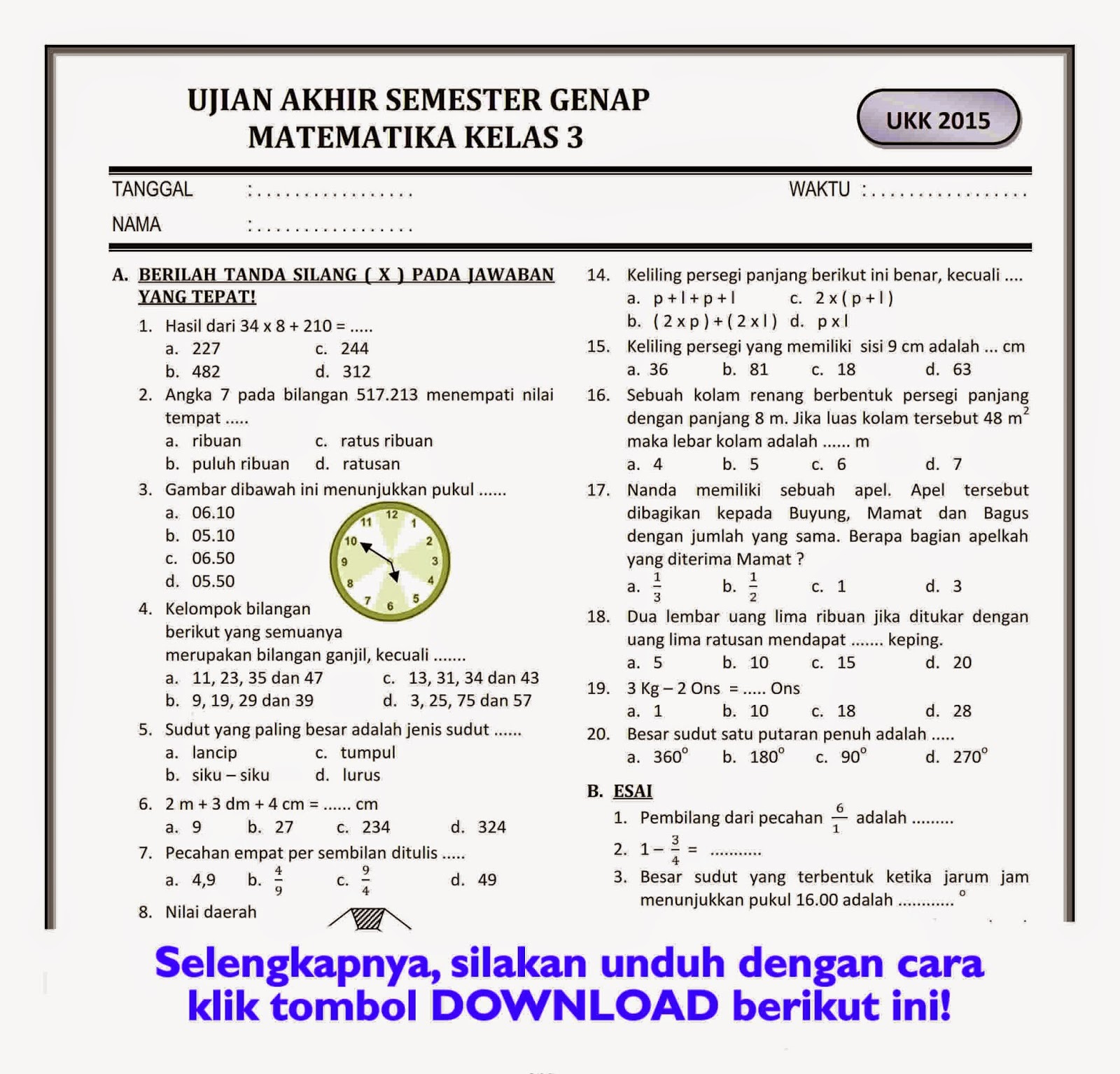 5 Rahasia Latihan Contoh Soal K 13 Kelas 4 Semester 2 Agar Nilai Ujian Melonjak Drastis