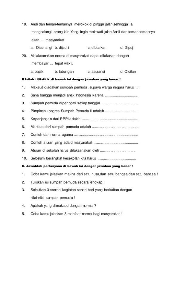7 Rahasia Nilai Sempurna dengan 45 Contoh Soal Isian Singkat PKN Kelas 4 SD Semester 1
