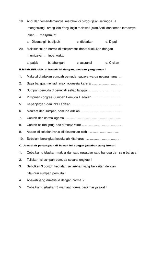 7 Rahasia Nilai Sempurna dengan 45 Contoh Soal Isian Singkat PKN Kelas 4 SD Semester 1