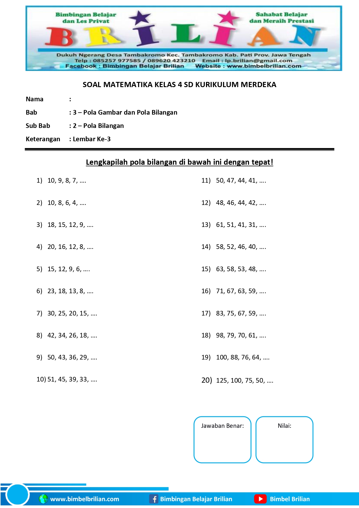 7 Rahasia Nilai Sempurna dengan Latihan Contoh Soal Isian Matematika Kelas 4 Terbaru