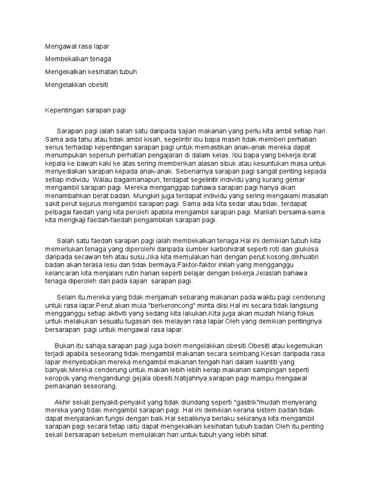 Contoh Pidato Pentingnya Sarapan Pagi bagi Kesehatan - LKomBis