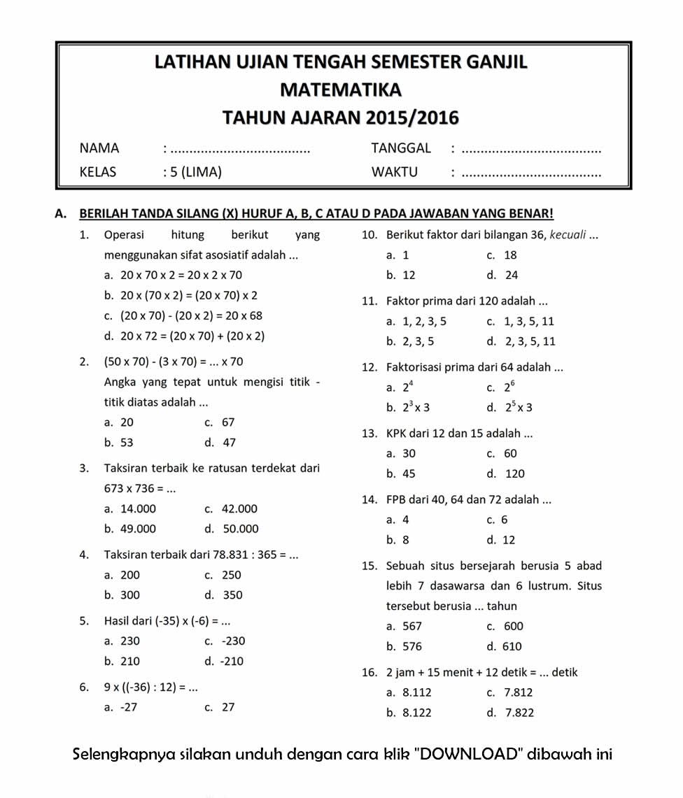 Matematika Kelas 3 MI Semester 2 Matematika Kelas 3 MI Semester 2