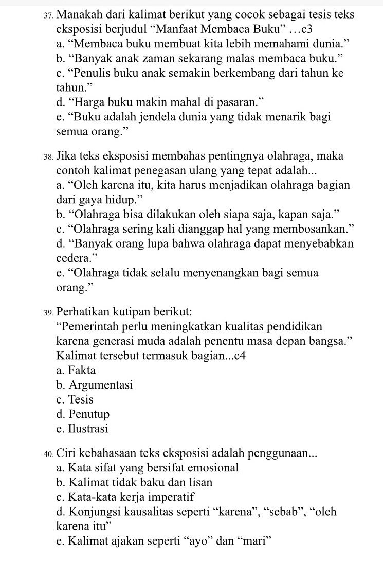 37 Manakah dari kalimat berikut yang cocok StudyX 37 Manakah dari kalimat berikut yang cocok StudyX