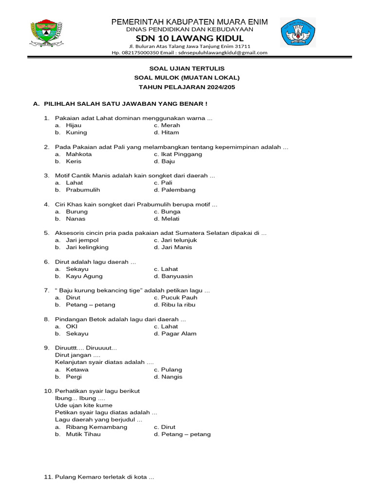 5 Contoh Soal Ujian Sekolah Muatan Lokal Kelas 6 SD 2026 Ternyata Mirip OSN IPS
