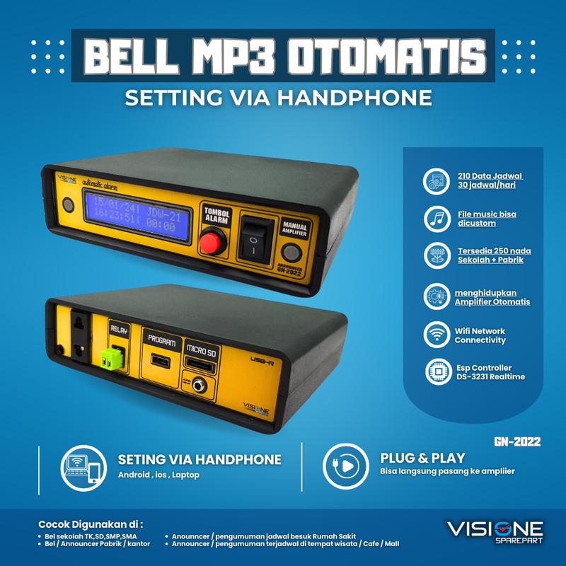 PROMO BEL SEKOLAH OTOMATIS MP3 WIFI BEL PABRIK MP3 WIFI SETING VIA HP