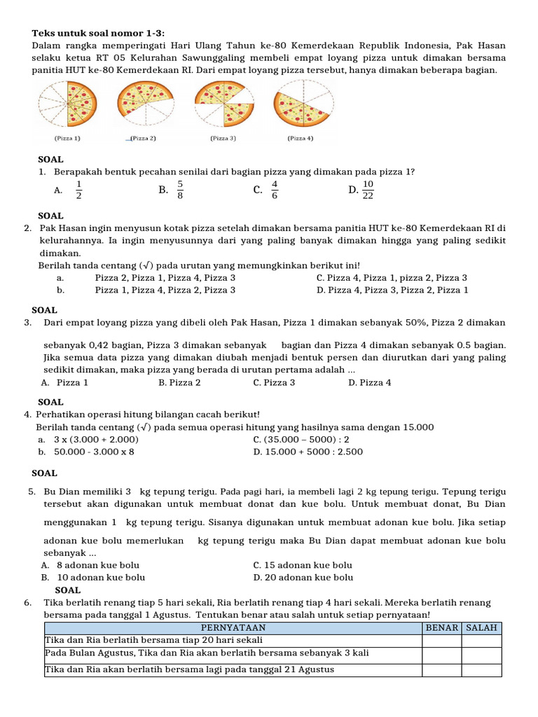 Soal Matematika HUT Kemerdekaan RI PDF