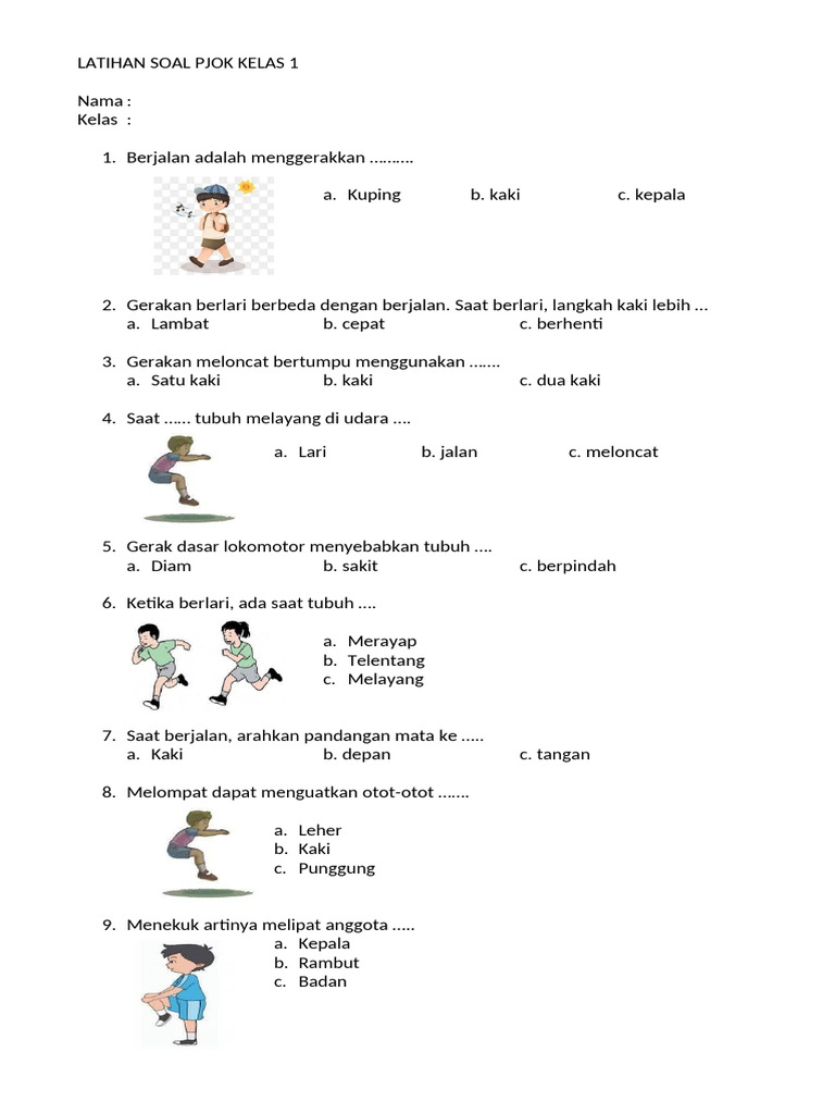 5 Contoh Soal PJOK Kelas 2 SD Semester 1 Ternyata Begini Cara Membuat Anak Aktif dan Sehat