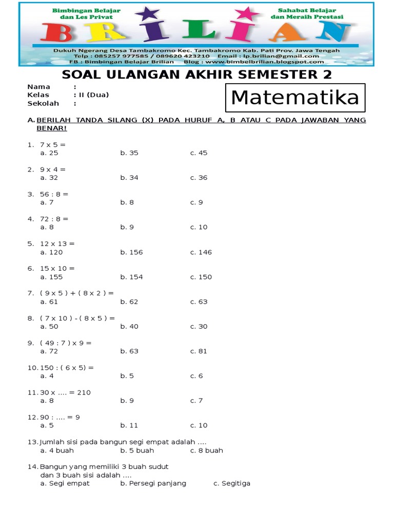 Ternyata 5 Modul Bimbel Brilian Ini Kunci Soal Ulangan Semester 2 Kelas 4