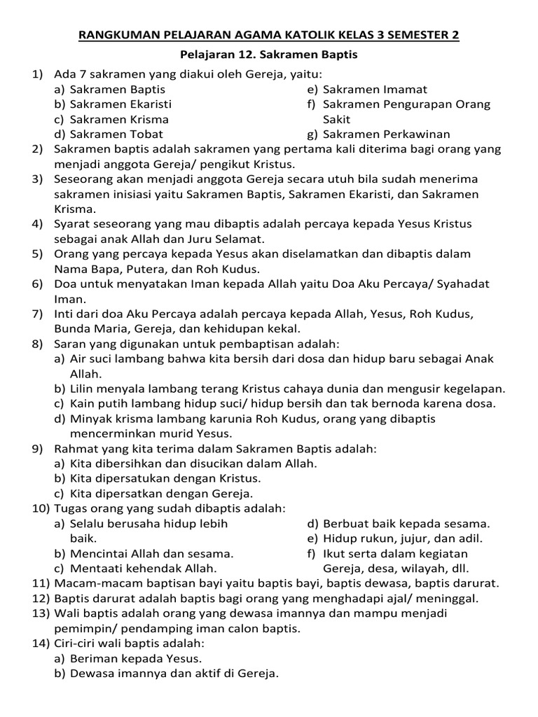 5 Latihan Soal Pendidikan Agama Katolik Kelas 4 SD di Jawa Tengah yang Wajib Dicoba