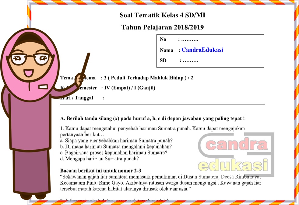 Soal Tematik Kelas 4 Tema 3 Subtema 2 Soal Tematik Kelas 4 Tema 3 Subtema 2