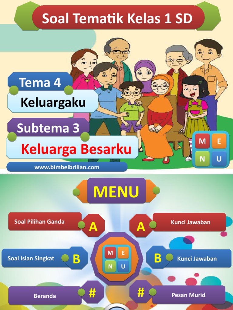 Soal Tematik Kelas 1 SD Tema 4 Subtema 3 Keluarga Besarku PDF Soal Tematik Kelas 1 SD Tema 4 Subtema 3 Keluarga Besarku PDF