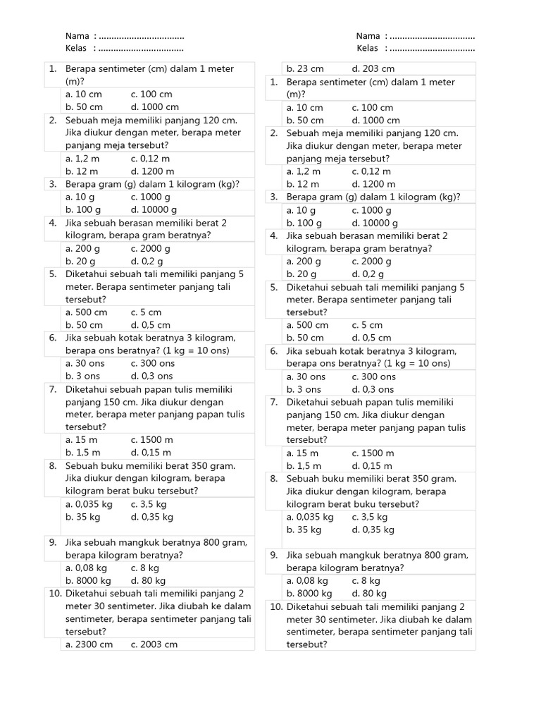 7 Trik Jitu Latihan Soal Pembulatan Hasil Pengukuran Panjang dan Berat Kelas 4 PDF Agar Anak Langsung Paham