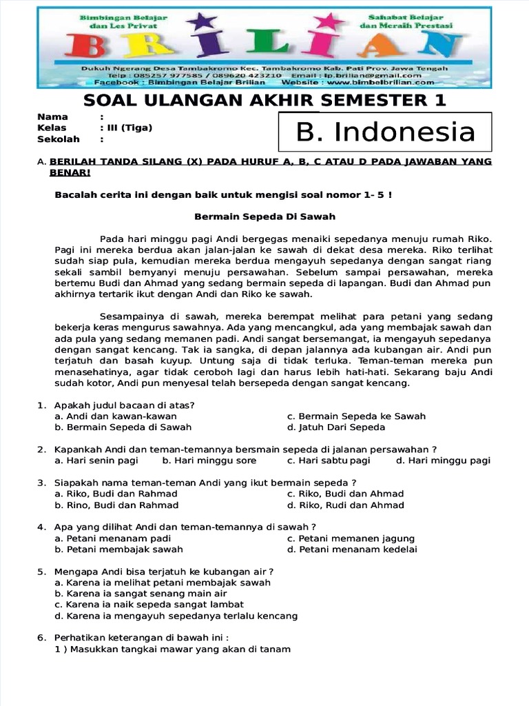 Ternyata Ini Dia 7 Contoh Soal UAS Bahasa Indonesia Kelas 3 SD Semester 2 yang Sering Muncul di Perangkat Ajar 2026