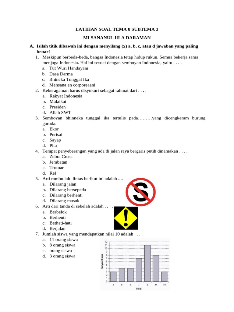 Latihan Soal Tema 8 Subtema 3 PDF Latihan Soal Tema 8 Subtema 3 PDF