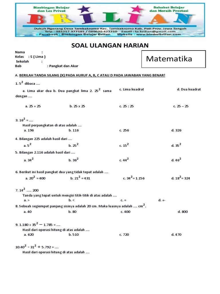 7 Rahasia Contoh Soal Faktor Pangkat 2 dan 3 Kelas 5 SD yang Wajib Tahu Sebelum Ujian