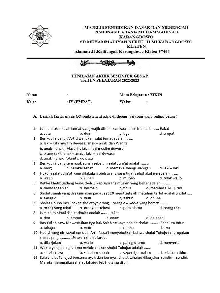 Jadwal Liga 1 2026 dan Contoh Soal Fiqih Kelas 4 Semester 2 yang Wajib Dikuasai Sekarang