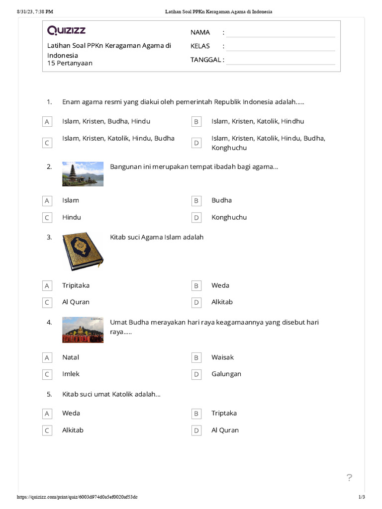 5 Soal PKN Kelas 4 tentang Manfaat Keragaman Agama di Indonesia yang Wajib Kamu Tahu 5 Soal PKN Kelas 4 tentang Manfaat Keragaman Agama di Indonesia yang Wajib Kamu Tahu