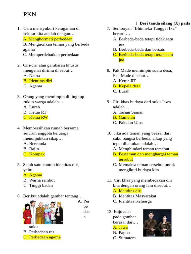 Wajib Tahu! Inilah Bocoran Soal PKN Kelas 4 Tentang Keragaman Karakteristik Terbaru